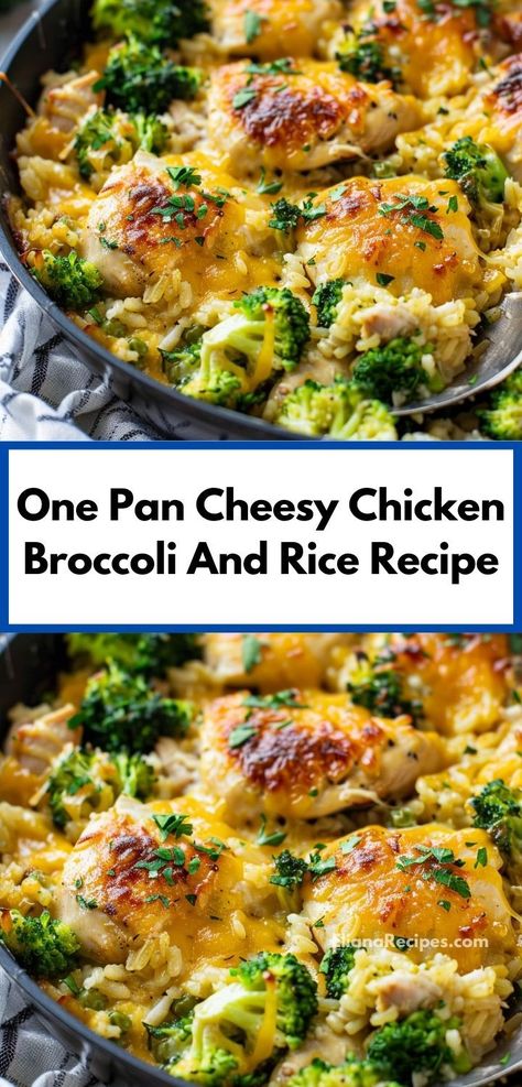 Looking for easy dinner ideas? Try this One Pan Cheesy Chicken Broccoli and Rice recipe! Perfect for family dinners or dinner for two, this cheesy dish is a great addition to your rice recipes collection. Recipes For Large Families, Riced Broccoli Recipes, Cheddar Broccoli Rice, Cheesy Chicken Rice, Cheesy Broccoli Rice, Broccoli And Rice, Chicken Over Rice, Cheesy Rice, Chicken Broccoli Rice