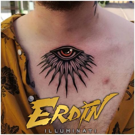 𝚒 𝚕 𝚕 𝚞 𝚖 𝚒 𝚗 𝚊 𝚝 𝚒 ⁶⁶⁶ Eye Tattoo On Chest Man, Eyeball Chest Tattoo, All Seeing Eye Chest Tattoo, မျက်လုံး Tattoo, Eye Chest Tattoo For Men, Eye On Fire Tattoo, Knee Eye Tattoo, All Seeing Eye Tattoo Men, Chest Eye Tattoo