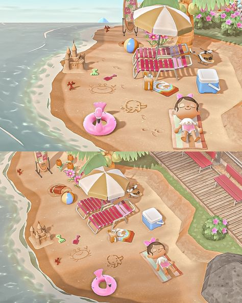 Acnh Island Ideas List, Animal Crossing Anime Island, Animal Crossing Island Ideas Themes, Small Beach Area Animal Crossing, Aesthetic Acnh Island Ideas, Acnh Island Planner, Animal Crossing Camp Site Ideas, Acnh Ideas Cottagecore, Animal Crossing Construction Ideas