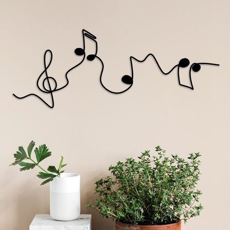 ⚡️Music Notes Wall Art, Unique Musical Wall Decor, Music Wall Art, Music Lover Gift, Modern Wall Art, Unique Metal Wall Decor  Sizes:  - 12 inches     - 14 inches       - 18 inches       - 24 inches       - 30 inches       - 36 inches               🛠 Material : 2mm. Steel. Light and robust. (Steel produced with high quality.) 🌈 Color : Black Paint. 🌈 Paint : Powder Coated Hammered copper powder coated; made for indoor and outdoor. 📦 Packaging : Sturdy box suitable for gift. FAQ ✅ Where is yo Room Inspo Wall Paint, Music Note Wall Decor, Music Related Room Decor, Earthy Music Room, Music Vinyl Wall Decor, Bedroom Decor Music Theme, Music Wall Decor Art Ideas, Music Themed Apartment, Music Bathroom Decor