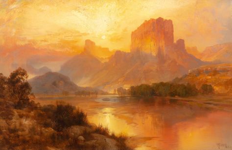 Green River Wyoming, Thomas Moran, Hudson River School, Western Landscape, Landscape Paintings Acrylic, Green River, American Painting, Southwest Art, Coeur D'alene