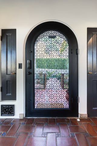 Spanish Iron Door, Spanish Style Front Door Entryway, Spanish Style French Doors, Spanish Revival Front Door, Front Door Spanish Style House, Spanish Front Door Entrance, Spanish Home Front Door, Door Arch Design, Courtyards Ideas