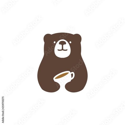 Stock Image: bear coffee logo vector icon illustration