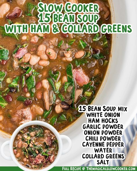 15 Bean Soup With Collard Greens, Greenpan Slow Cooker Recipes, 15 Bean Soup Crock Pot, Crockpot 15 Bean Soup, Slow Cooker Collard Greens, 15 Bean Soup With Ham, 13 Bean Soup Recipe, Souper Sunday, Cooking Collard Greens