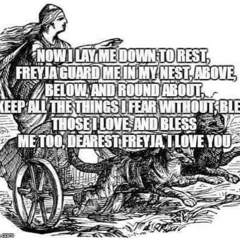 Classic christianization of heathen ways.  There is NO need to do this.  Break away and actually be heathen - TE Nightly Prayer, Viking Facts, Freya Goddess, Viking Quotes, Pagan Crafts, Norse Goddess, Pagan Gods, Norse Myth, Norse Symbols