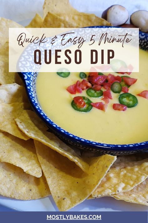 A bowl of this Quick and Easy 5 Minute Queso Dip is surrounded by tortilla chips on the left and pretzel bites on the right. Queso With Monterey Jack Cheese, Pepper Jack Queso Dip, Gluten Free Queso Dip, Easy Cheese Dip Recipes 3 Ingredients, Queso With Cream Cheese, Homemade Queso Dip Easy, Simple Queso Recipe, Easy Queso Dip 3 Ingredients, Pepper Jack Cheese Dip