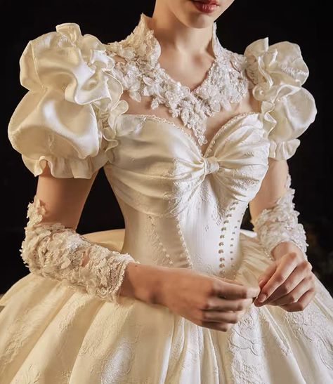 Baroque Wedding Dress, 1800s Wedding Dress, Victorian Wedding Gown, Historical Wedding Dresses, Wedding Dress With Pearls, Wish App, Victorian Wedding Dress, Expectations Vs Reality, Fairytale Gown