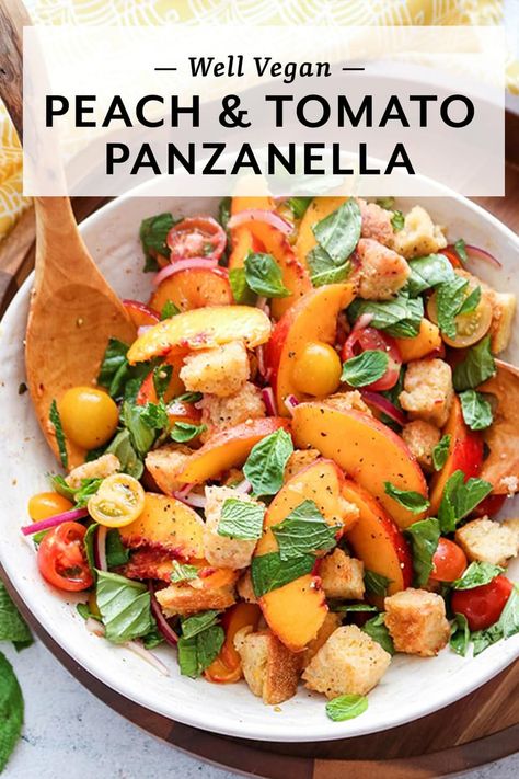 Panzanella Recipe, Vegan Peach, Grilled Salad, Recipe For Summer, Vegan Summer Recipes, Panzanella Salad, Peach Salad, Autoimmune Paleo, Best Salad Recipes