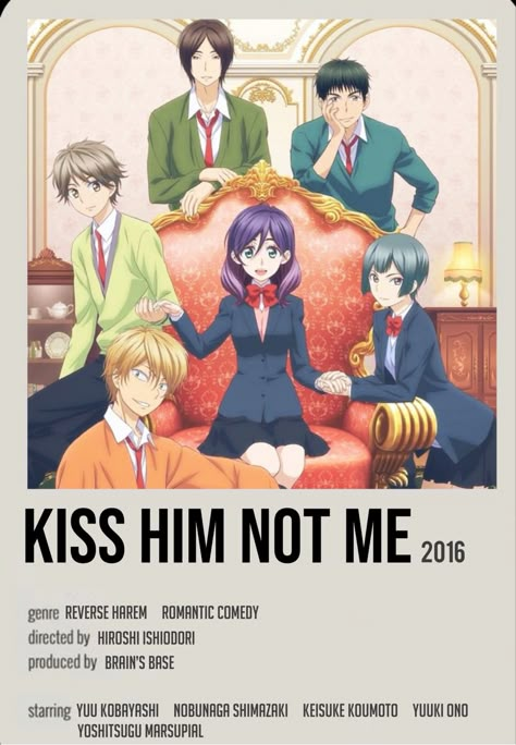 Kiss Him Not Me Minimalist Poster, Kiss Him Not Me Poster, Anime Title Poster, Anime Posters Minimalist, New Animes, Anime Film Poster, Anime Poster Prints, Anime Movie Poster, Minimalist Anime Poster