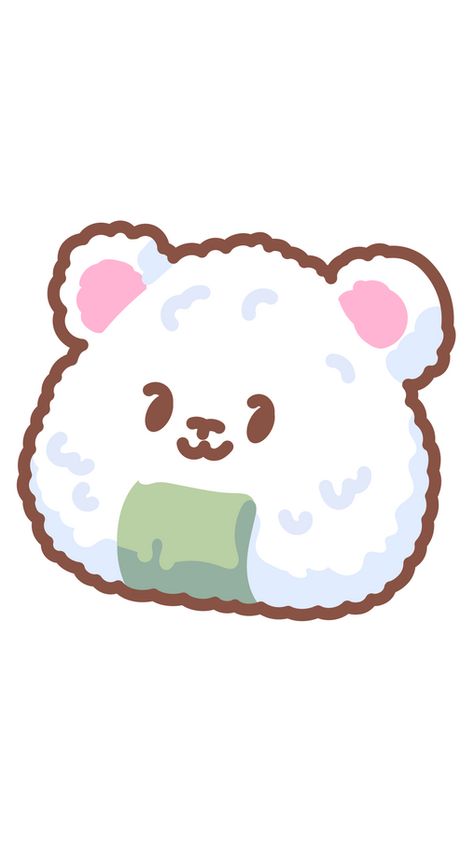 The Cute Onigiri Bear is a beloved character that combines the cuteness of a bear with the charm of a traditional Japanese rice ball, known as onigiri. This delightful fusion creates a unique and... Cute Onigiri, Bear Emoji, Emoji Design, Ball Drawing, Bear Sticker, Rice Ball, Japanese Rice, Cartoon Coloring Pages, Japanese Cartoon