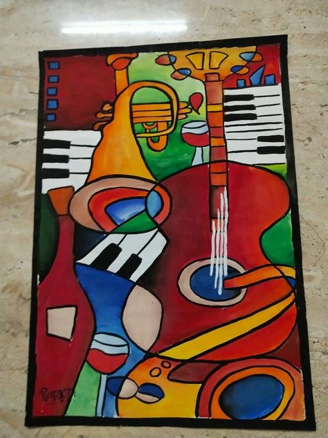 Music Art Painting, Art Oil Pastel, Musical Instruments Drawing, Fauvism Art, Art Painting Abstract, Composition Painting, Instruments Art, Piano Art, Music Drawings