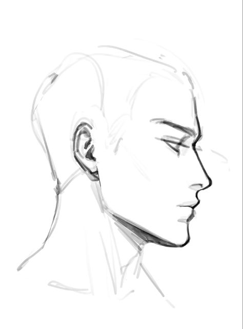 I found this randomly in my gallery pls lemme know if you know who did this 🫶 Side Profile Drawing Guidelines, Person On Back Reference, Eyes Drawing Reference Side View, Art Base Side Profile, Drawing Nose Front View, Sideview Face References, How To Draw A Person Looking Down, How To Do A Side Profile Drawing, Masculine Side Profile Drawing