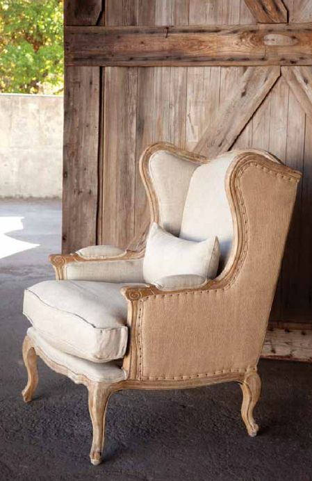 Think I'll paint my chair like this Linen Wingback Chair, Deconstructed Chair, French Country Bedrooms, Reupholster Chair, Reupholster Furniture, Poltrona Vintage, Old Chair, Chair Makeover, Wing Chair