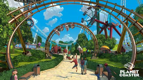 Theme Park Planning, Roller Coaster Tycoon, Rollercoaster Tycoon, Theme Park Map, Park Games, Planet Coaster, Dreams And Nightmares, Planets Art, Planet Fitness Workout