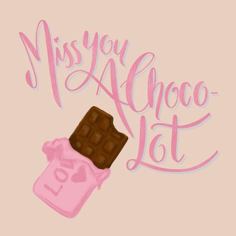 Chocolate pun, love, punny illustration, miss you, candy pun, food pun, food illustration art Friendship Puns, Chocolate Puns, Puns Cute, Card Puns, Funny Illustrations, Chocolate Card, Cheesy Jokes, Food Pun, Food Illustration Art