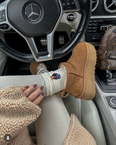 #uggs #cars #winter #lvbags #teddybear #mercedes Casual Dinner Outfit Summer, Slipper Outfit, Going Out Outfits Casual, Dinner Outfit Fall, Cute Uggs, Outfit With Uggs, Uggs Outfits, Cute Thanksgiving Outfits, Leather Snow Boots