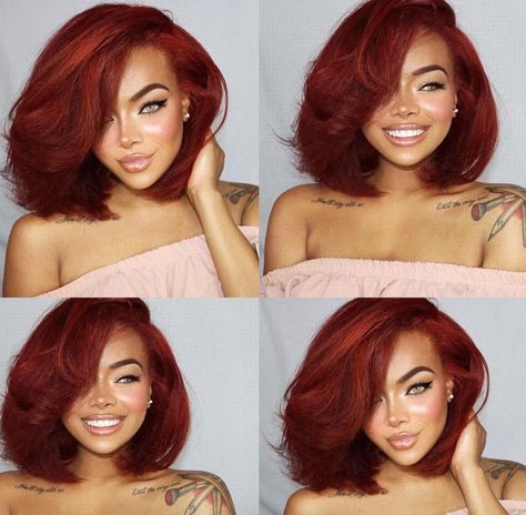 Beautiful fall hair @brittanie_evans Urban Hair Styles, Brandy Hair Color, Short Layered Haircuts Shoulder Length Black Women, Monochromatic Hair Color, Spring Hair Color For Black Women, Full Figure Outfits, Short Burgundy Hair, Burgundy Hair, Hair Crush