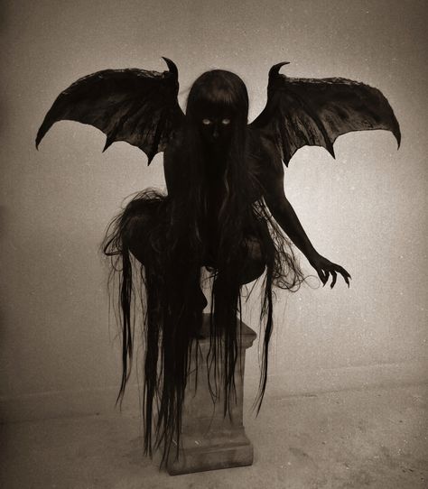 A poster print from the 'Succubus' series in size 30x40cm / 11x15".The poster is printed on Fuji Crystal DP II Photo Paper with a matte finish.Limited edition of 50 posters! Thes... Demon Photoshoot, Nona Limmen, Devil Wings, Demon Costume, Arte Occulta, Shadow People, Arte Obscura, Scary Art, Creepy Art