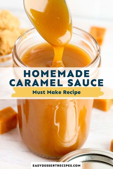 This easy recipe for homemade caramel sauce is simple and delicious! You're going to love drizzling this sweet caramel sauce on apple pie, brownies, ice cream, and so much more. Easy Caramel Sauce, Caramel Sauce Recipe, Easy Caramel, Caramel Recipes Sauce, Homemade Caramel Sauce, Salted Caramel Sauce, Salted Caramel Chocolate, Caramel Recipes, Homemade Caramel