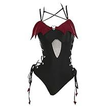 Goth One Piece Swimsuit, Body Suit Outfits Ideas, Swimsuit Design Ideas, Gothic Bathing Suits, Gothic Swimsuit, Unique Bathing Suits, Devil Wings, Tropical Vacations, Women's Swimsuit