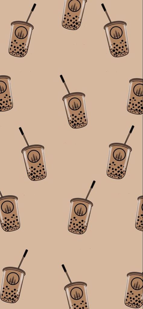 Boba Tea Wallpaper Iphone, Milktea Aesthetic Drawing, Boba Iphone Wallpaper, Boba Milk Tea Aesthetic Wallpaper, Boba Wallpaper Cute, Bubble Tea Cute Wallpaper, Brown Boba Aesthetic, Boba Background Aesthetic, Milk Tea Aesthetic Wallpaper