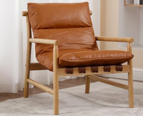 Mid Century Modern Living Room Chairs, Leather Living Room Chair, Living Room Chairs Comfy, Leather Chair Living Room, Mid Century Accent Chair, Leather Living Room, Lounge Bedroom, Comfy Lounge, Living Room Chair