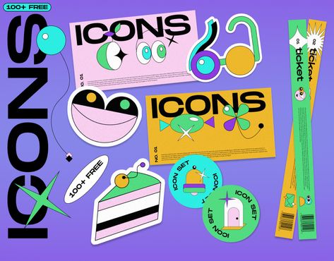 Gen Z Illustration Style, Genz Graphic Design, Gen Z Illustration, Gen Z Stickers, Gen Z Branding, Gen Z Graphic Design, Gen Z Design, Gen Z Style, Free Icon Set