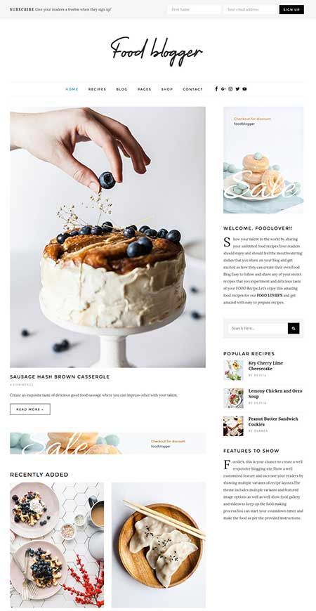 Food Blog Design, Blog Theme Ideas, Food Website Design, Bakery Website, Blog Layout Design, Food Web Design, Blog Website Design, Blog Websites, Blog Themes Wordpress