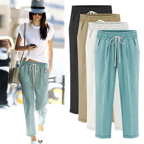 e1314fc026da60d837353d20aefaf054desc53225750ri Pants Plus Size Women, Cotton Linen Trousers, Casual Linen Pants, Casual Summer Pants, Summer Pants Women, Headphones Bluetooth, Tech Lifestyle, Harem Pants Women, Clothing Factory