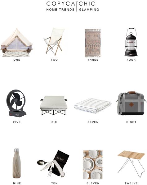 glamping basics 101 | Here's a great list of glamping must-haves from copycatchic luxe living for less budget home decor and design Glamping List, Glamping Must Haves, Glamping Hacks, Glamping Accessories, Glamping Essentials, Dream Camper, Glamping Ideas, Camping Must Haves, Budget Home Decor