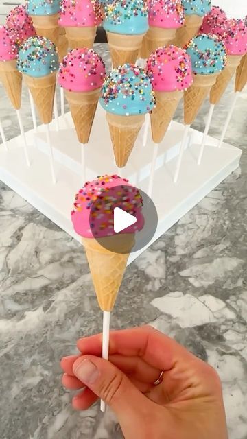 Celebrate by ML on Instagram: "How to prepare the ice cream cones to assemble them with the cakepop, tutorial ! 🍭 don’t be afraid to use a knife, it will not break the cone! 🍦To find the cones please check my amazon storefront, link in my bio! 💌#tutorial #icecreamconecakepops #cakepoptutorial #celebratebyml #nyccakepops" Ice Cream Cone Cake Pops, Cake Pop Tutorial, Ice Cream Cone Cake, How To Make Waffles, Cookie Pops, Ice Cream Cones, Waffle Cones, Amazon Storefront, Ice Cream Cone