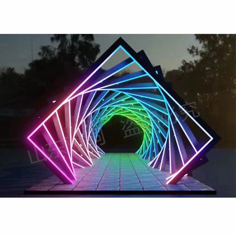 Neon Entrance Arch, Led Tunnel Entrance, Light Tunnel Entrance, Event Entry Decor, Festival Entrance Design, Led Archway, Entrance Arch Decor, Neon Arch, Christmas Tunnel