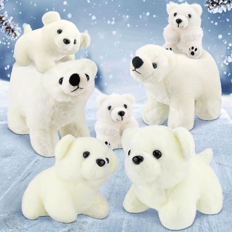 PRICES MAY VARY. Stuffed Animals Set: you will receive a set of 7 polar bear plush toys, enough quantities and different styles to satisfy your preferences and decorative need, you can also share them with family and friend to enhance the relationship Fluffy and Cozy: our cute stuffed animals made of quality plush material and filled with cotton, safe and soft, comfortable and fluffy, light yet sturdy, not easy to fade or break, washable and no bad smells, which can accompany you for a long time Polar Bear Baby Shower Theme Boy, Polar Bear Decorations, Polar Bear Christmas Tree, Polar Bear Christmas Decorations, Polar Bear Baby Shower, Polar Bear Party, Polar Bear Plush, Penguin Plush, Fluffy Light