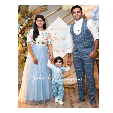 Yahvikidsluxurywear on Instagram: “Happy client Diaries : @soumyachirumalle thanks for choosing @yahvidesigns to be part of your celebrations🥳. He looks dapper 😎and we…” Son Birthday Party Mom Outfit, 1st Birthday Party Dress For Mom, Baby Boy 1st Birthday Dress Ideas, Family Combo Dress For Birthday, Family Outfits For Birthday Party Indian, First Birthday Family Outfits Indian, 1st Birthday Outfit For Mom, 1st Birthday Dress For Baby Boy, Birthday Party Mom Outfit