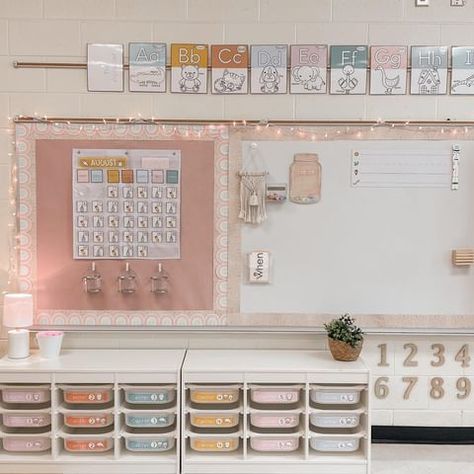 Diy Teacher Decor Classroom Ideas, White Shiplap Bulletin Board Classroom, Teacher Desk Bulletin Board, Teacher Board Ideas, Teacher Room Decorations, Bulletin Board Ideas For Teachers, Groovy Classroom, Star Jar, 2023 Classroom