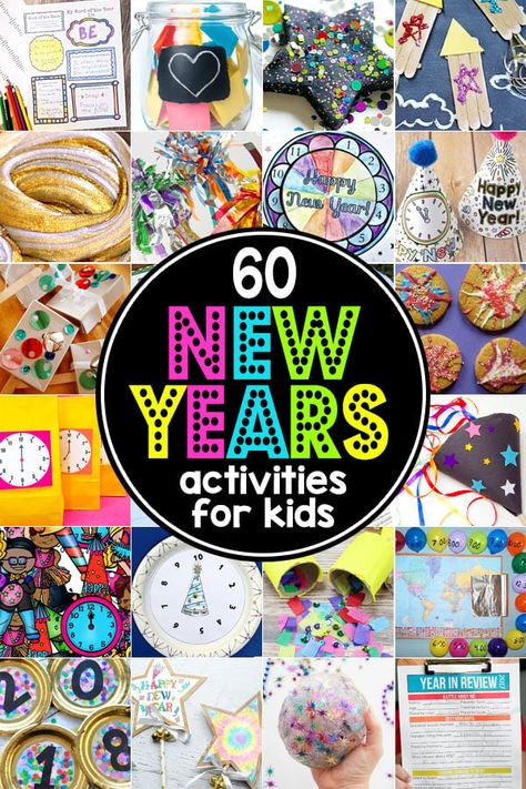 60 New Year's Eve Activities for Kids New Years Eve For Families, New Years Crafts For Kids, New Years Activities For Kids, New Years Crafts, Middle School Crafts, News Years Crafts For Kids, New Years With Kids, Countdown For Kids, Family New Years Eve