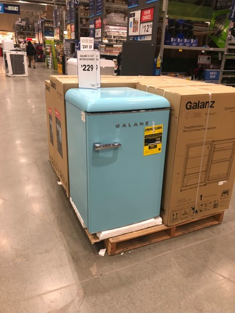 Mini Fridge Pictures, Cute Mini Fridge Aesthetic, Mini Fridge Aesthetic, Blue Mini Fridge, Vintage Mini Fridge, Fridge Photography, Mini Fridge Decor, Mini Fridge In Bedroom Aesthetic, Blue Fridge