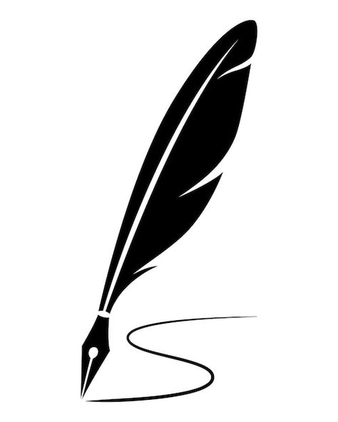 Writing Drawing Art, Quill Pen Drawing, Feather Pen Drawing, Feather Design Logo, Quill Illustration, Feather Pen Logo, Writing Logo Design, Feather Line Art, Feather Pen Tattoo