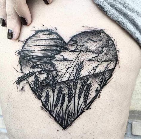 Kansas Inspired Tattoos, Storm Tattoos For Women, Tornado Tattoo Ideas, Kansas Tattoo Ideas, Twister Tattoo, Storm Tattoo Ideas, Storm Tattoo For Women, Farm Tattoo Ideas, Farm Tattoos For Women