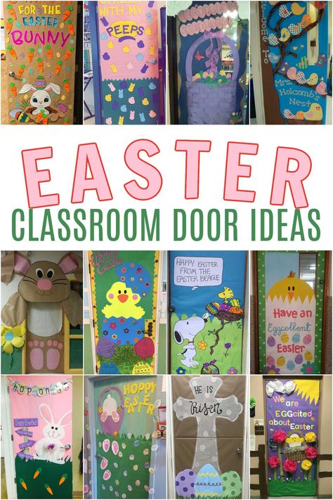 Easter Class Door Decorations, Easter Preschool Door Ideas, Easter Door Decorations Classroom Preschool, Christian Easter Door Decorations Classroom, Easter Doors For Classroom, Easter School Door Decorations, Spring Teacher Door Ideas, Easter Door Ideas, Easter Door Decorations For School