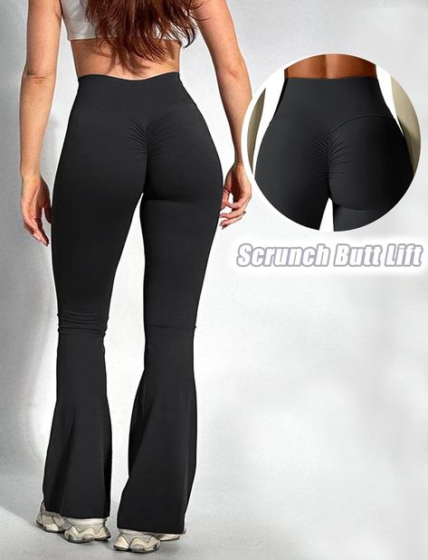 OZICERD Flared Gym Leggings for Women High Waist Workout Leggings Tummy Control Butt Lifting Yoga Pants Casual Flare Pants Scrunch Black M : Amazon.ca: Clothing, Shoes & Accessories Bell Bottom Yoga Pants, High Waisted Leggings Workout, Flare Yoga Pants, Flared Leggings, Waist Workout, Gym Leggings, Workout Leggings, Flare Pants, Yoga Pants