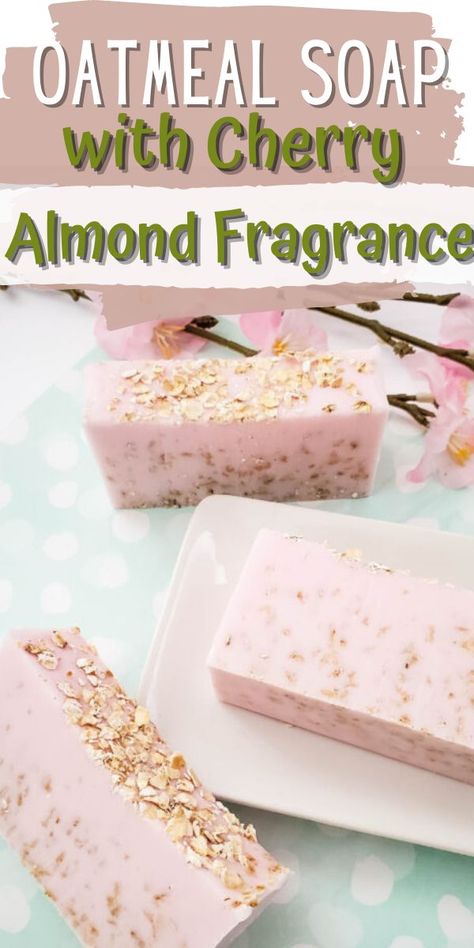 Oatmeal Soap Recipe, Goat Milk Soap Recipe, Diy Toiletries, Almond Oatmeal, Scrub Soap Bars, Milk Soap Recipe, Oatmeal Scrub, Natural Soaps Recipes, Almond Soap