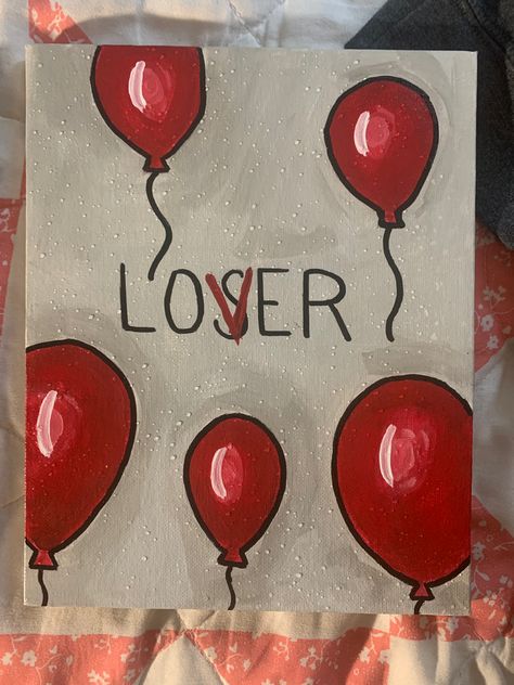 Canvas Artwork Emo Paintings Easy, Cute Things To Paint For Valentines Day, Painting Ideas On Canvas Aesthetic Retro, Easy Paintings To Recreate, Cute Love Paintings For Him Easy, Easy Fun Acrylic Painting Ideas, Easy Y2k Painting Ideas, Y2k Art Painting, Cute Valentines Paintings Easy