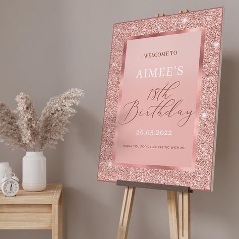 Gold Theme Birthday, Rose Gold Birthday Party, 18th Party Ideas, Pink Birthday Decorations, Gold Birthday Party Decorations, 18th Birthday Party Themes, Rose Gold Birthday, Sweet Sixteen Birthday Party Ideas, Rose Gold Party Decor