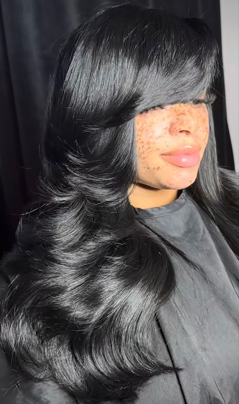 Kashdoll Layered Hair, Mechie So Crazy, Heavy Layers Black Women, Kash Doll Hairstyles, Blown Out Hair Black Women, Hair Shoot Ideas Photoshoot, Cosmetologist Aesthetic, Raw Bundles, Heavy Layers