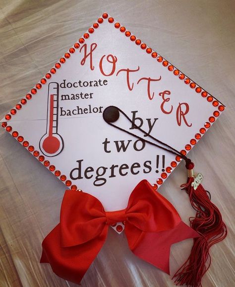 Hotter By Two Degrees Graduation Cap, Masters Grad Cap Designs, Two Degrees Hotter Grad Cap, Associates Degree Graduation, Two Degrees Hotter, Social Work Graduation Cap, Psychology Graduation Cap, Bsn Graduation Cap, Degree Party