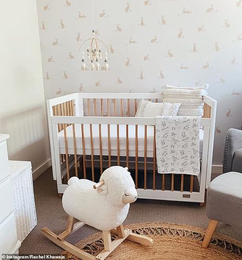 Cute: They fitted out the nursery with a rocking lamb - a modern take on the traditional r... Children Room, Childrens Room, Baby Nursery, Kids Bedroom, Cribs, New Arrival, Kids Room, Nursery, Bedroom