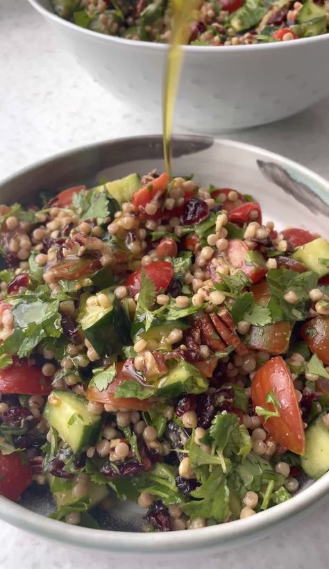 Giant Couscous Salad, Giant Cous Cous Salad, Couscous Salad Dressing, Salad With Honey Mustard Dressing, Giant Couscous, Cafe Recipes, Honey Mustard Dressing, Couscous Recipes, Roasted Pecans