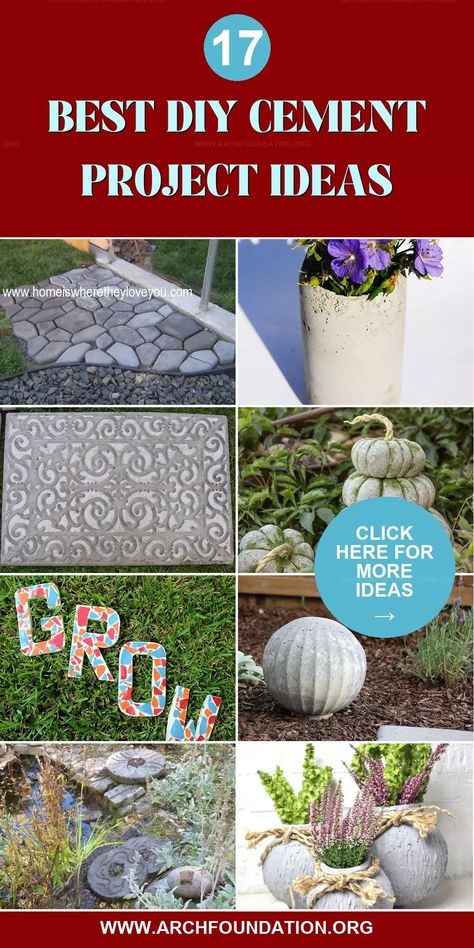 Check out these DIY cement projects that are both stylish and affordable! Whether you’re building planters, stepping stones, or decorative features, these ideas show how cement can be used to add a touch of elegance to your outdoor space. With a bit of effort, you can create beautiful, durable additions to your garden that stand the test of time. Cement Yard Art, Cement Diy Ideas, Concrete Stepping Stones Diy, Diy Cement Projects, Diy Cement Planters, Cement Projects, Cement Statues, Concrete Fountains, Diy Cement