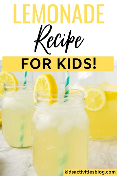 The Best Homemade Lemonade Recipe For Kids! So easy children can help make it. Perfect for a hot summer day when the kids want to have a lemonade stand. Kid Lemonade Stand, Lemonade Recipe For One, Easy Lemonade Stand, Homemade Lemonade Stand, Lemonaid Recipe, Kids Lemonade Stand, Lemonade Stand Ideas, Homemade Lemonade Recipe, Kids Lemonade Stands